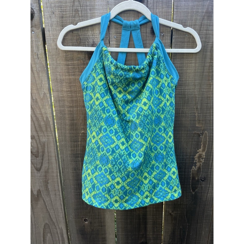prAna Y2K Racerback tank top Teal Blue Built-in padded Bra size Medium